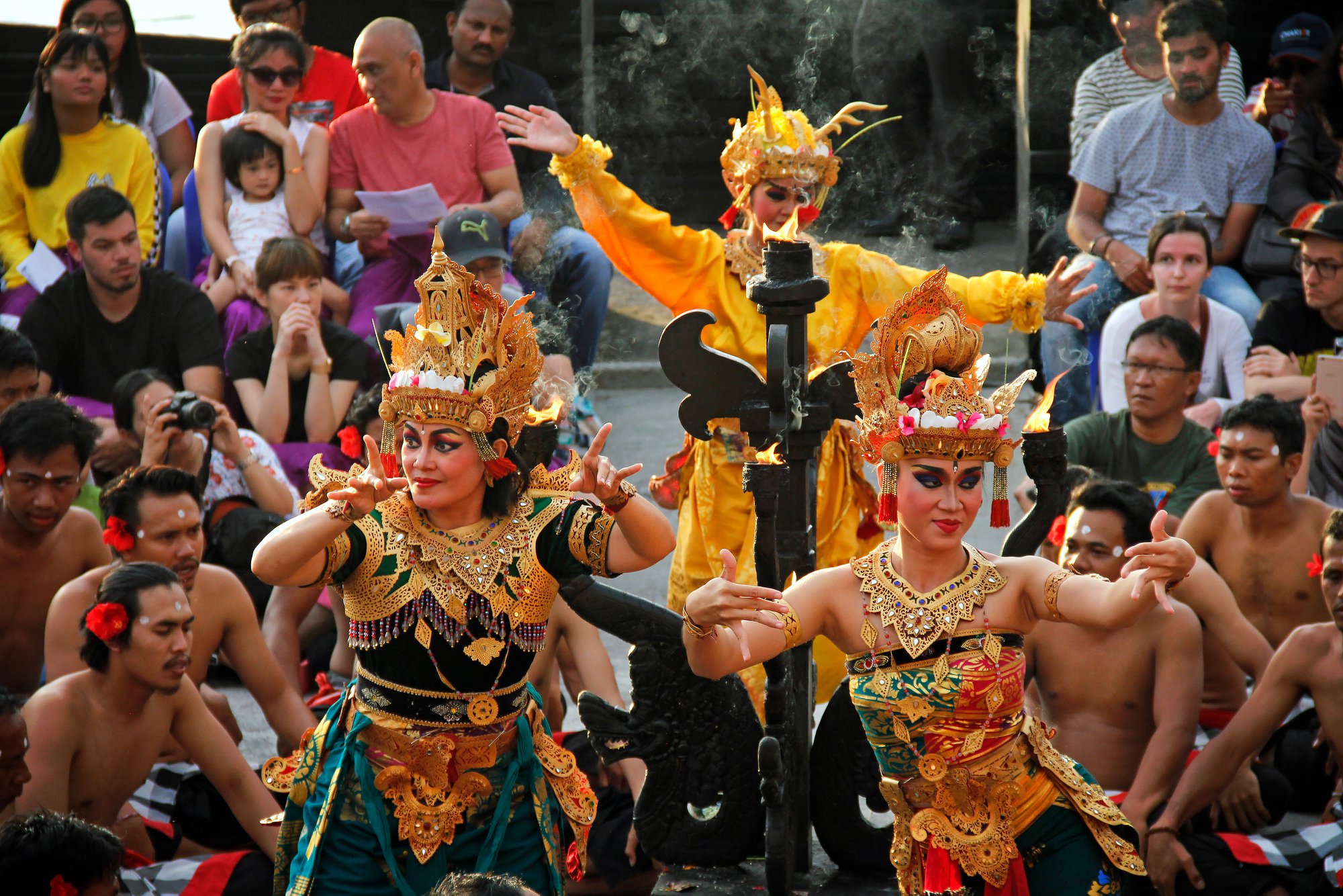 balinese kecak dance with legong dancers
